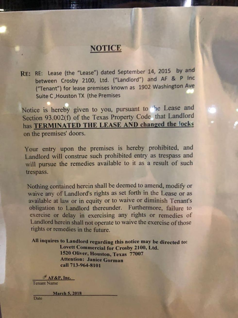 Kukuri lockout notice