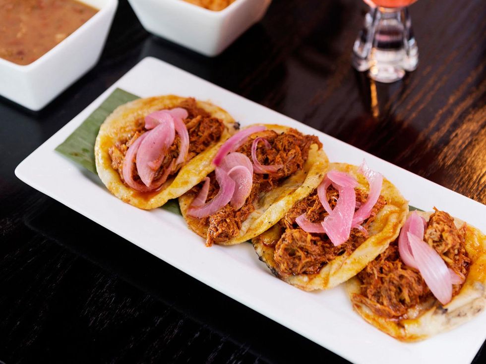 La Bikina in The Woodlands tasting September 2014 Panuchos tacos 2