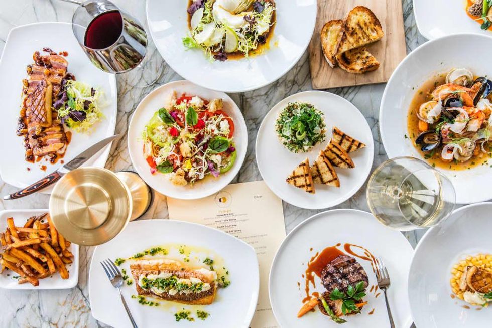 La Colombe d'Or hotel dinner spread