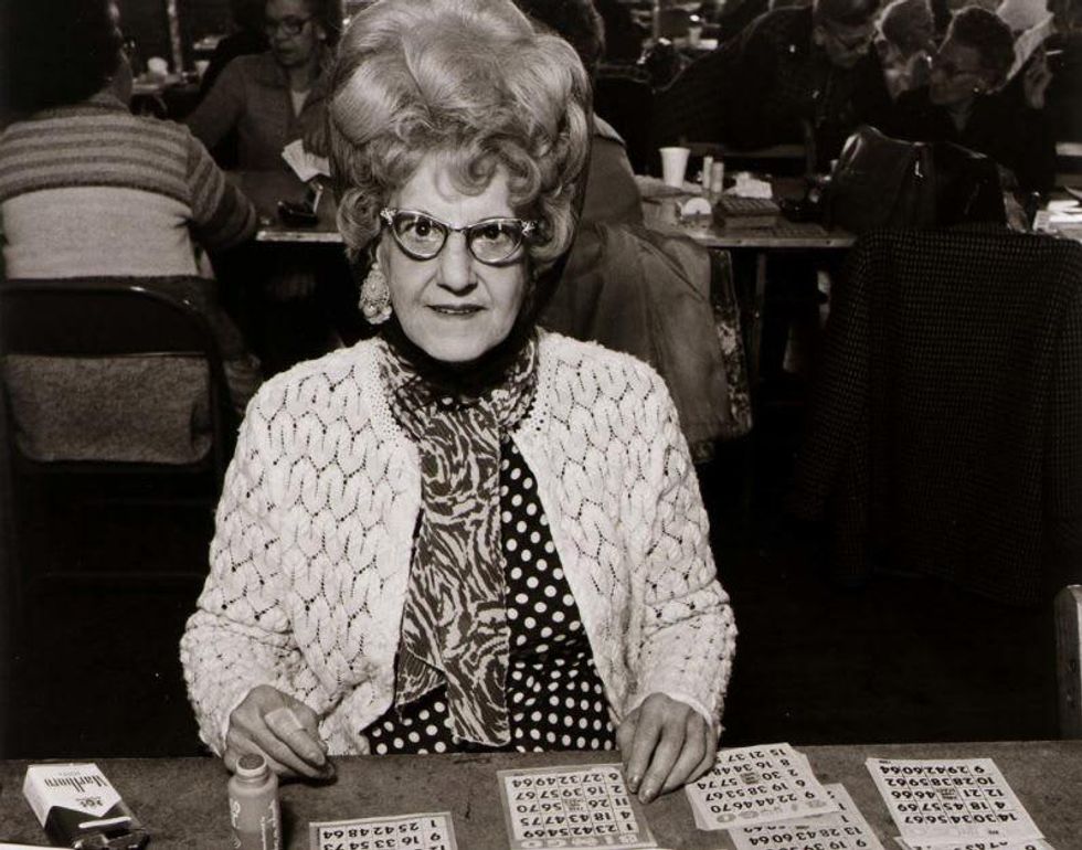 lady playing Bingo with cigarette