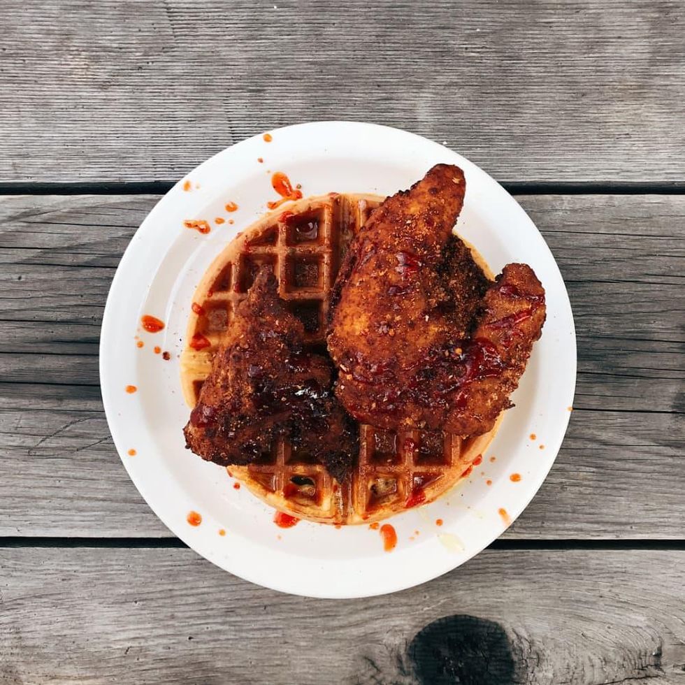 Ladybird's fried chicken and waffle Anthony Calleo