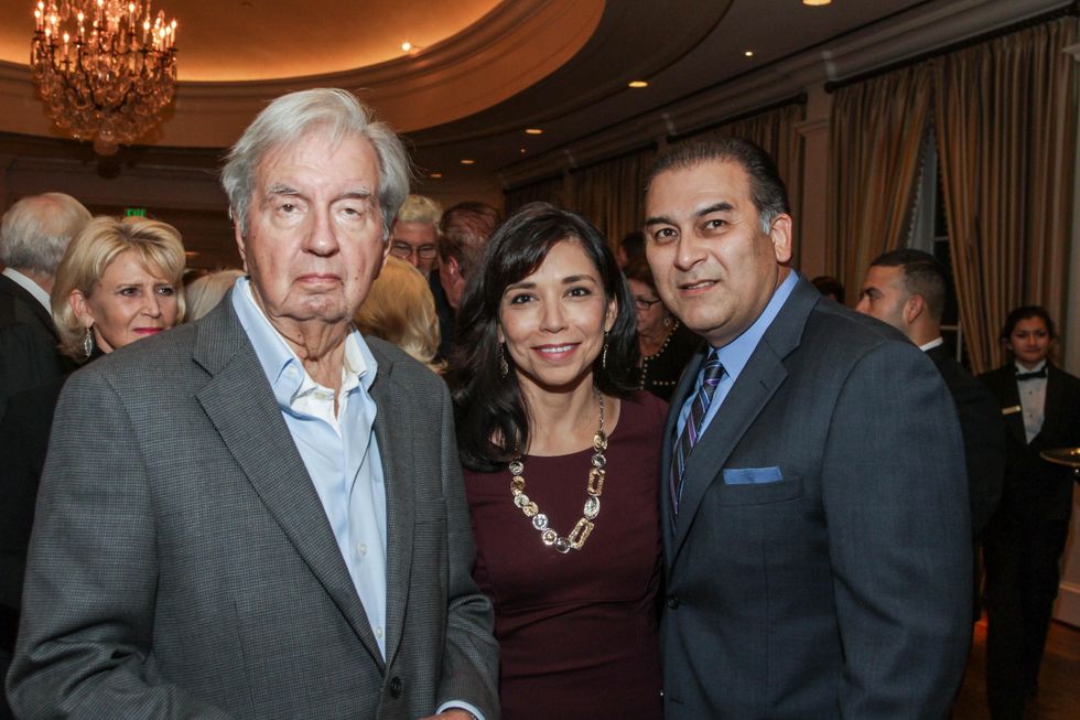 Larry McMurtry, from left, with Laura and Rick Jaramillo at the Center for Houston's Future dinner November 2014