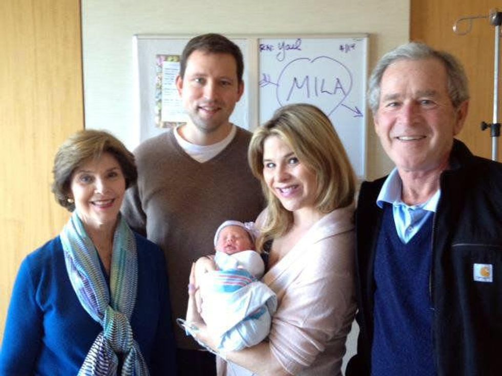 Laura Bush, Henry Hager, baby Mila, Jenna Bush Hager, George W. Bush
