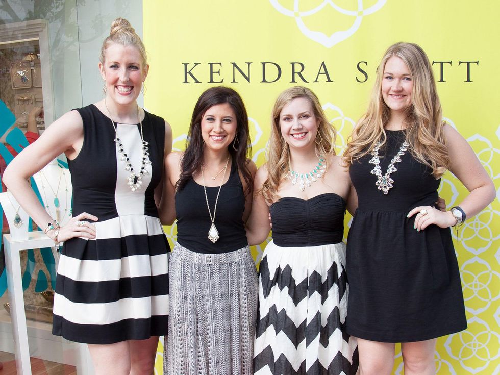 Lauren Masset, from left, Ellen Cairns, Kelsey Perry and Christine Osterhus at the Kendra Scott opening in The Woodlands April 2014