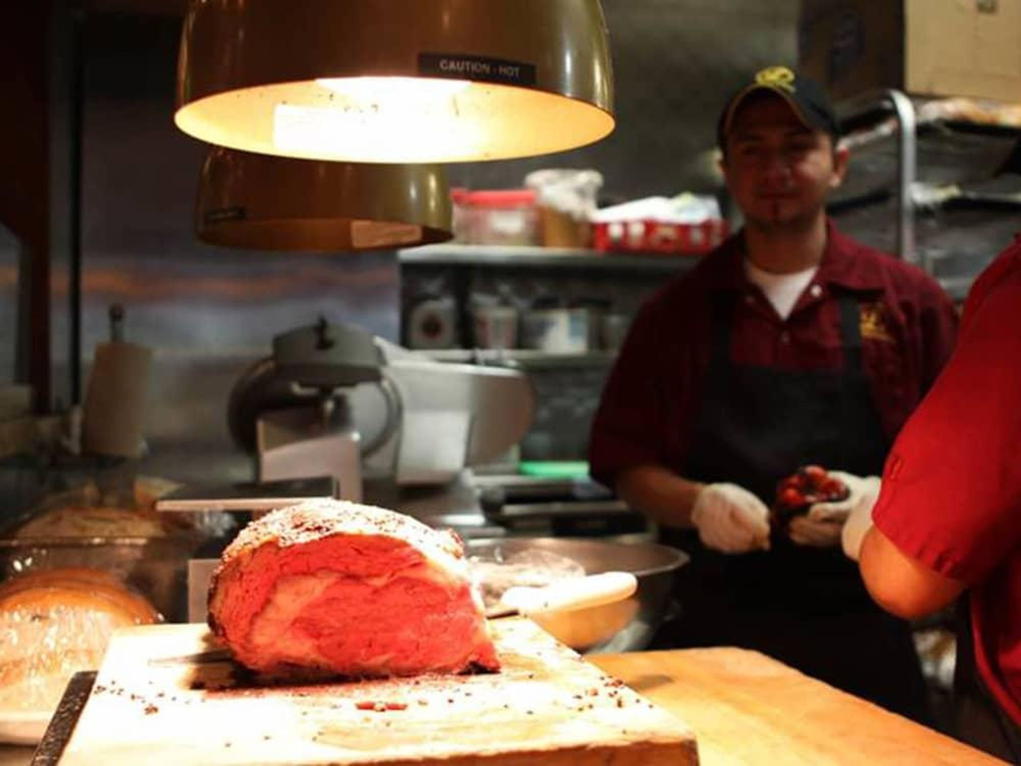 Laurenzo's Prime Rib chunk of meat in kitchen