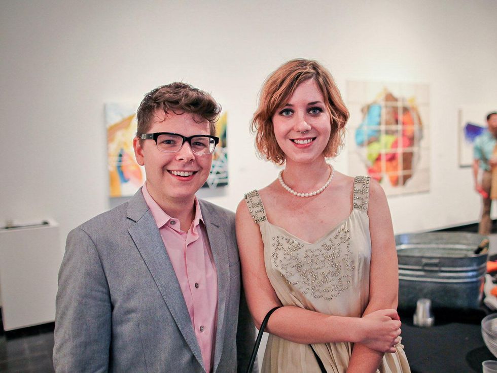 Lawndale Art Center The Big Show VIP reception July 2013 Logan Boughal and Caitlin Fredette