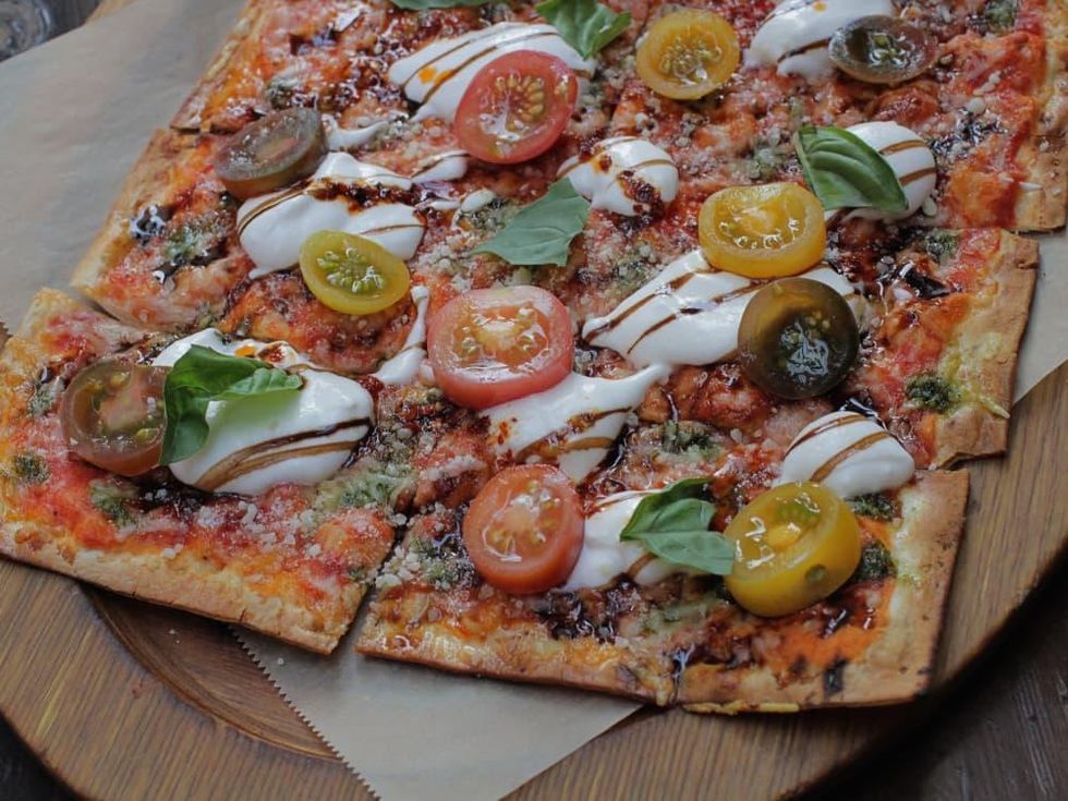 Lazy Dog Restaurant & Bar burrata crisp flatbread