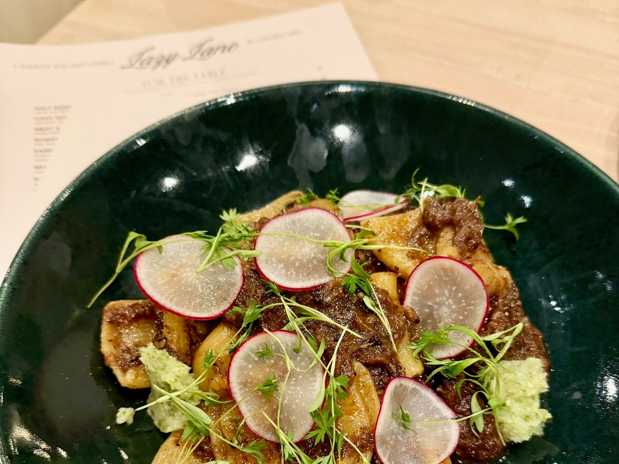 Lazy Lane birria beef paccheri