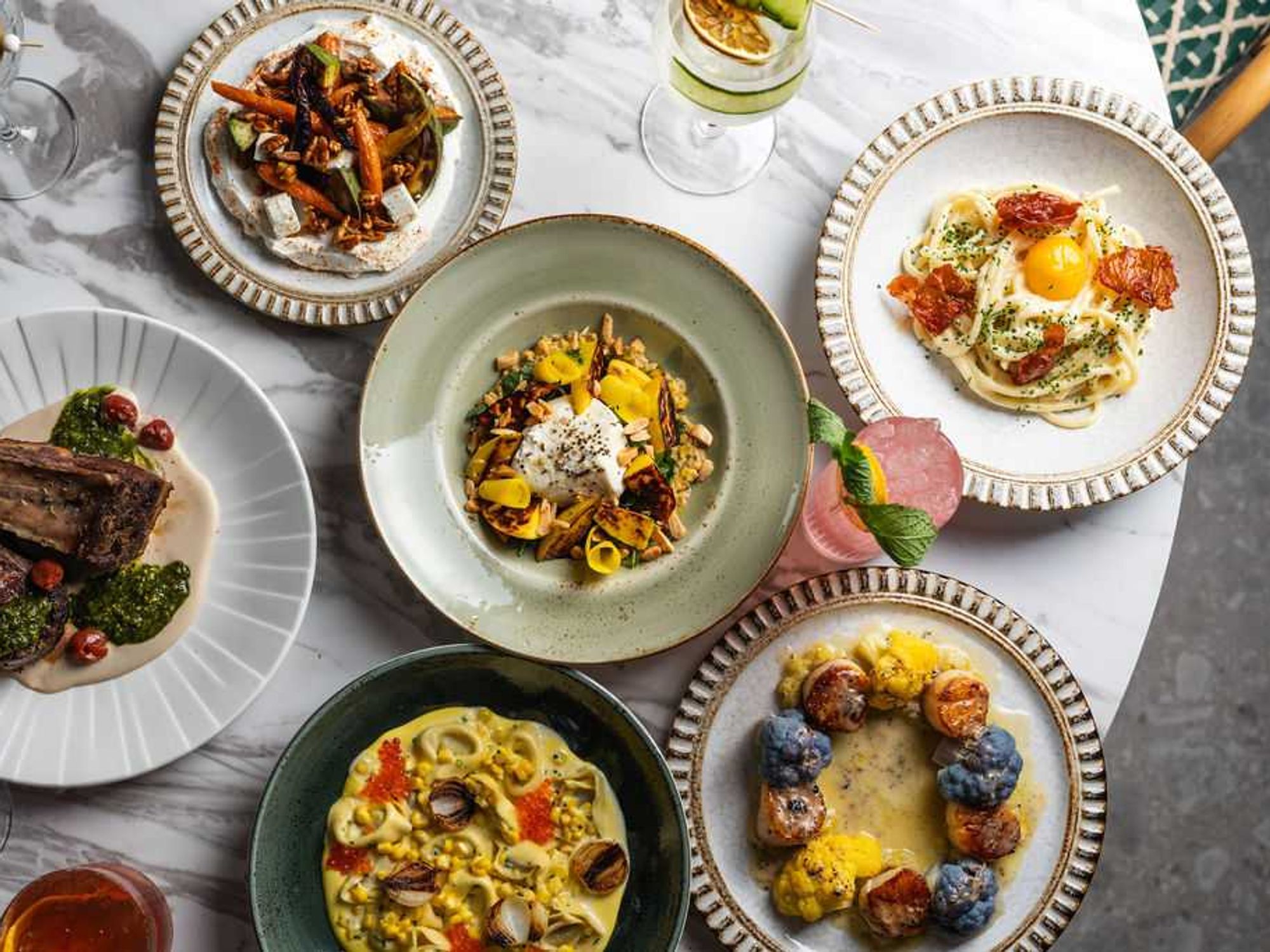 Lazy Lane restaurant food spread