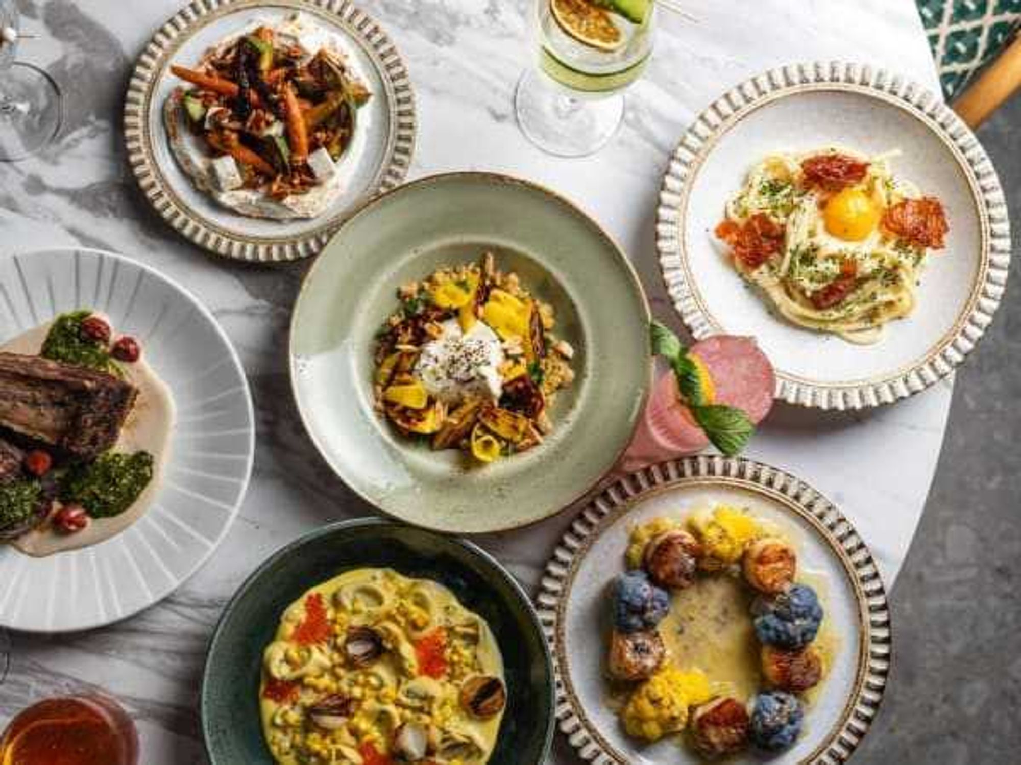 Lazy Lane restaurant food spread