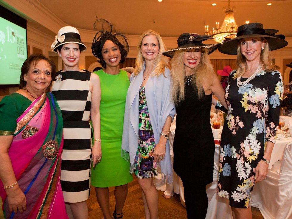 Leela Krishnamurthy, from left, Dr. Kelli Cohen Fein, Gina Gaston Elie, Amy Pierce Sofia Adrogu\u00e9 and Patricia Dewhurst at Hats Off to Mothers March 2014