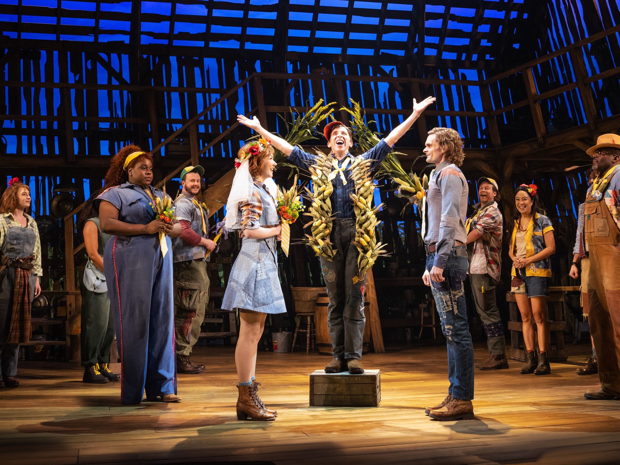 Left to right Alex Newell, Caroline Innerbichler, Kevin Cahoon, and Andrew Durand in Shucked