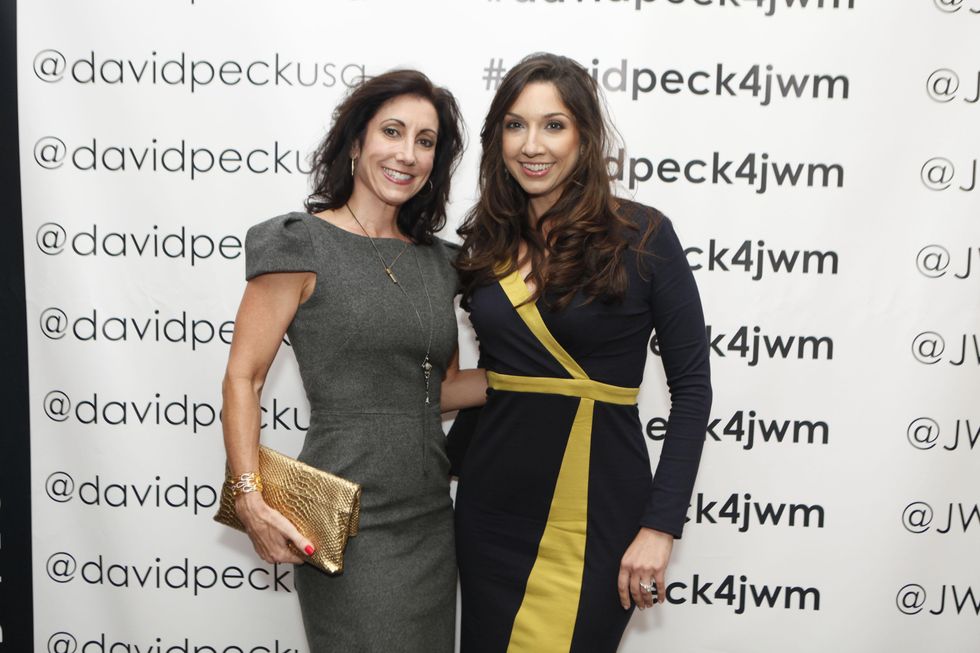 Leslie Hassen, left, and Jill Shull at the David Peck runway show September 2014