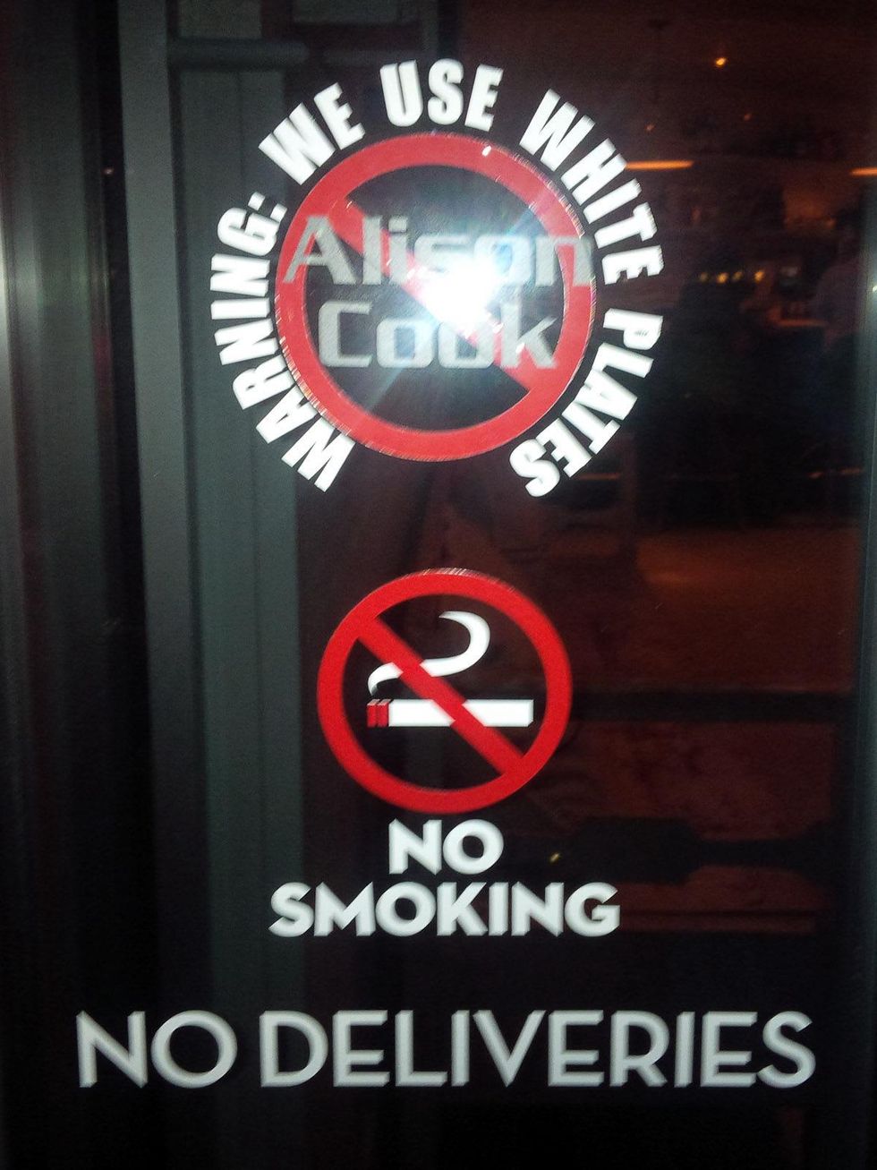 Liberty Kitchen & Oysterette on San Felipe October 2013 No Alison Cook sign