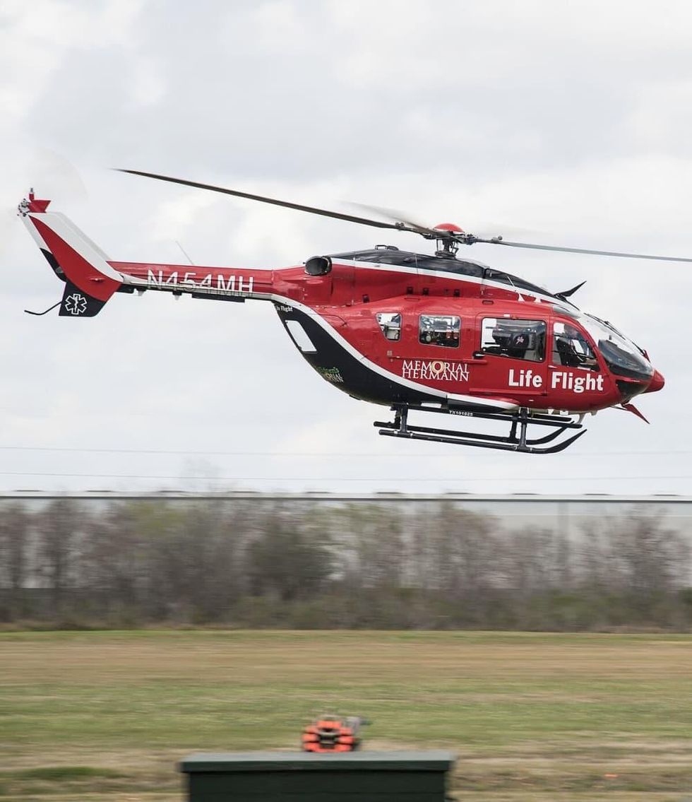 Lifeflight helicopter at Memorial Hermann Clay Shoot