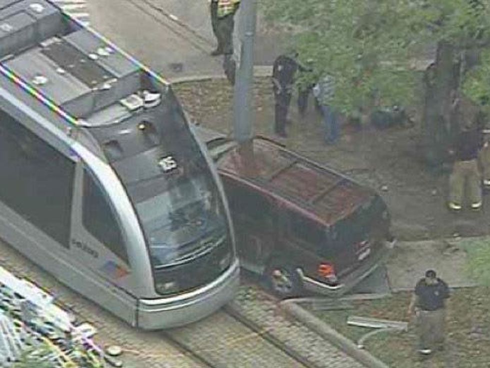 light rail, METROrail, train, SUV, crash, April 2013