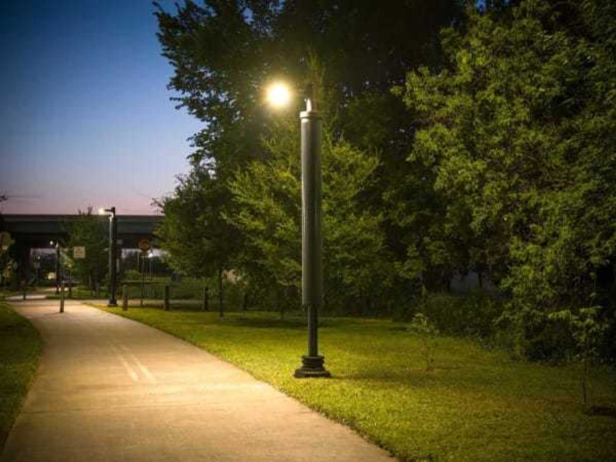 Lights along the Columbia Tap Trail.