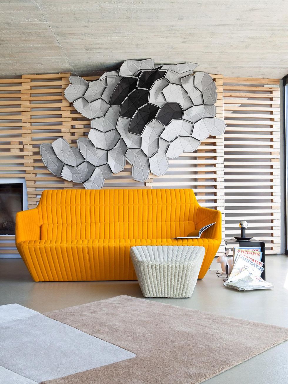 Ligne Roset Houston May 2013 Facett Lifestyle Yellow, Facett sofa by Ronan and Erwan Bouroullec
