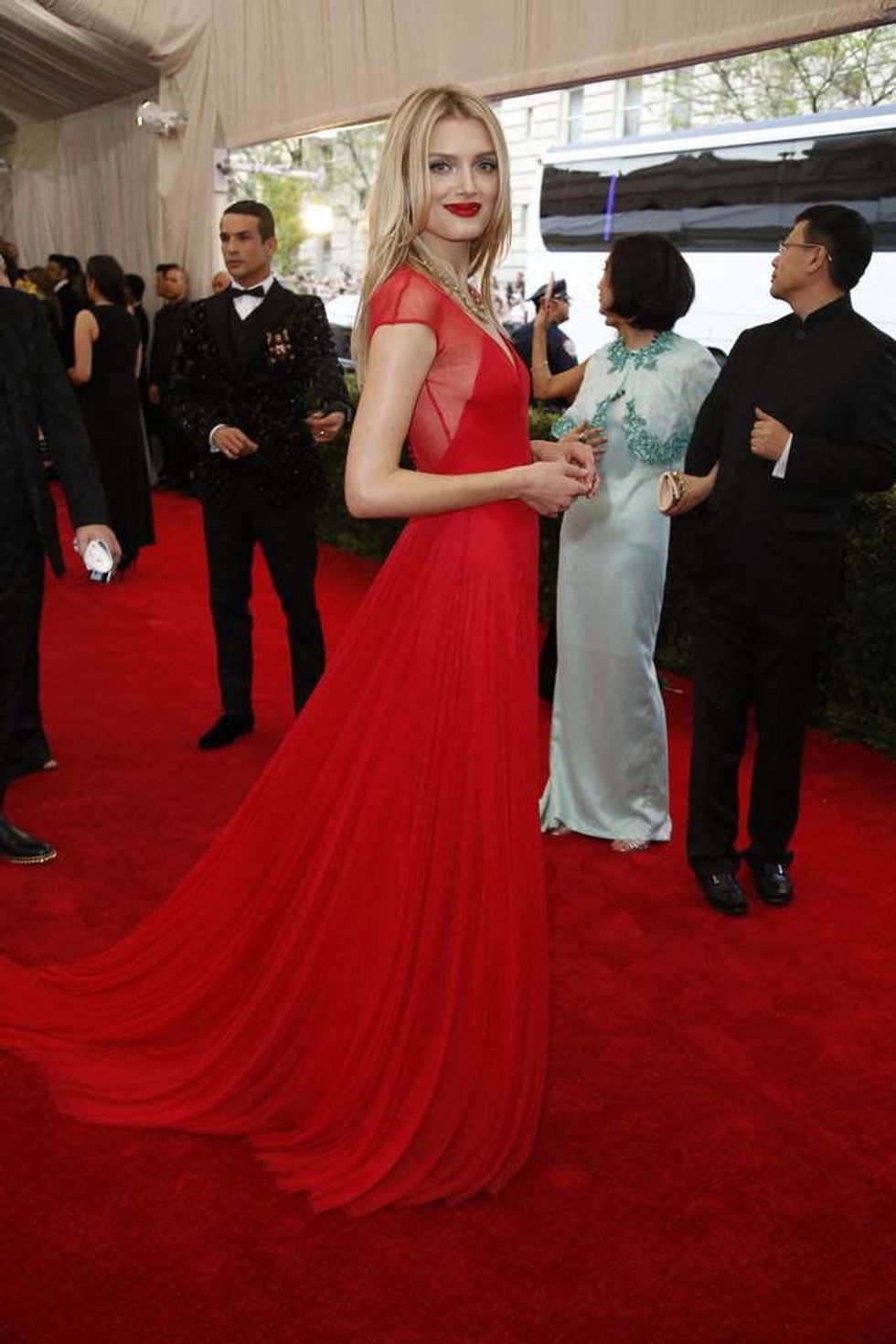 Lily Donaldson in Topshop gown at Met Costume Institute Gala