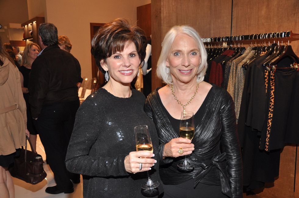 Linda Reid, left, and Jan McMillan at the Pamella Roland runway show at Elizabeth Anthony November 2014