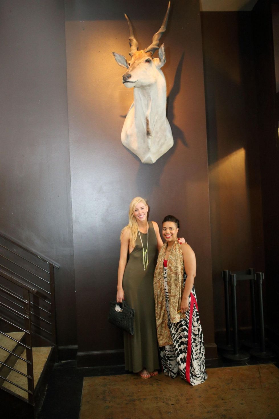Lindsey George, left, and Nyala Wright at the Springbok restaurant kick-off party July 2014