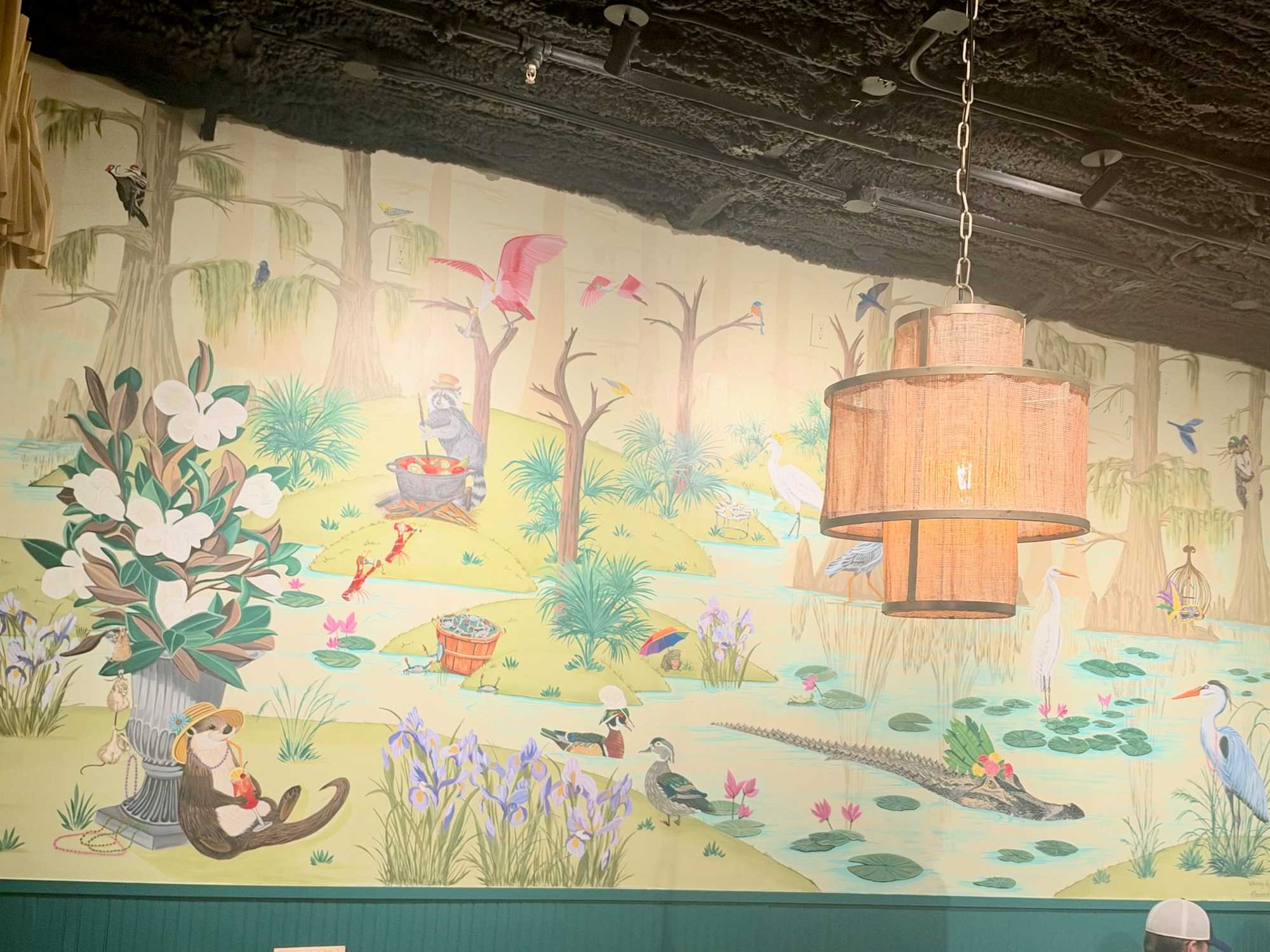 Little Bird restaurant interior mural