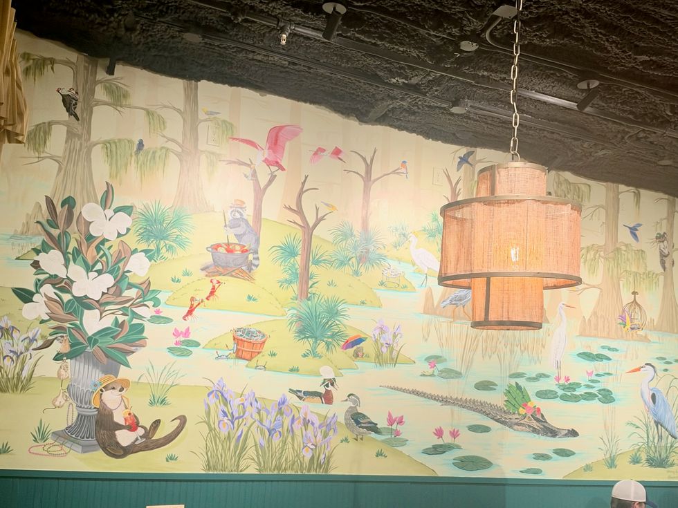 Little Bird restaurant interior mural