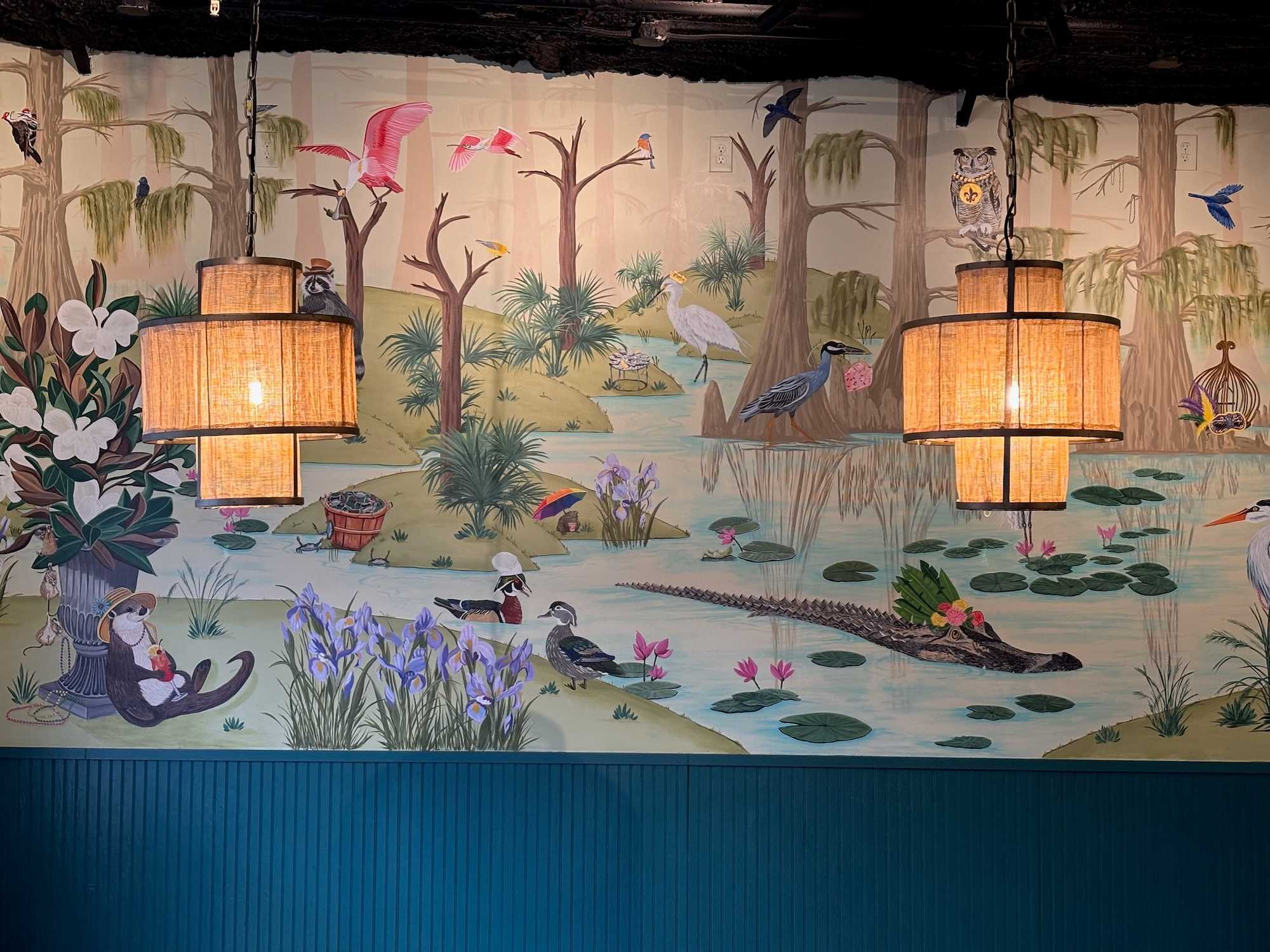 Little Bird restaurant interior mural