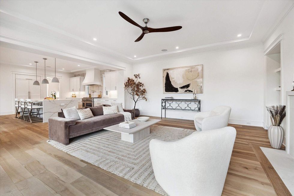 Living area of 1039 Harvard Street, looking toward the kitchen