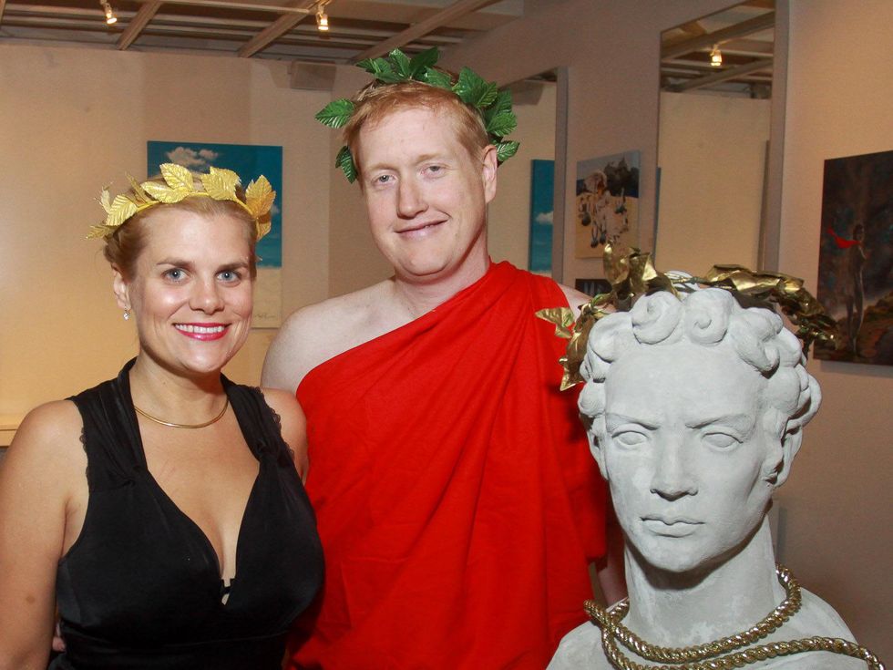 Liz Gorman and Stephen Jones at toga party at Craft Salon benefiting Bering Omega