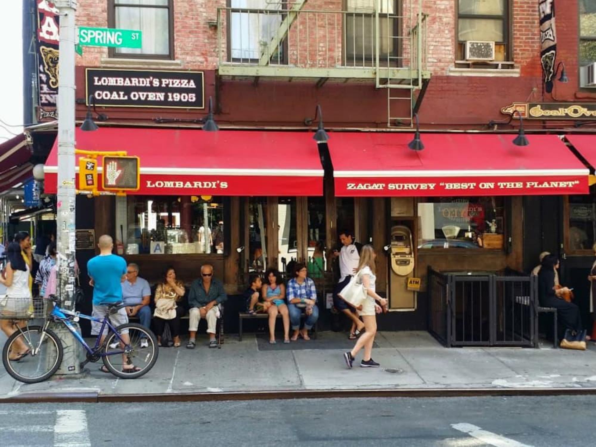 Lombardi's Pizza NYC exterior crowd
