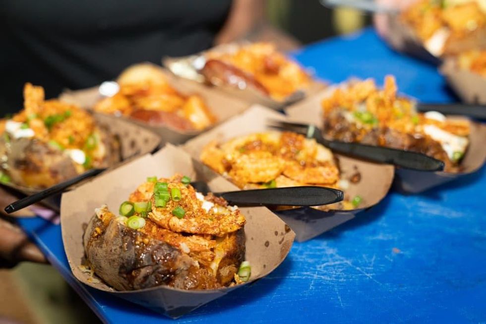 Lotus Seafood loaded baked potato