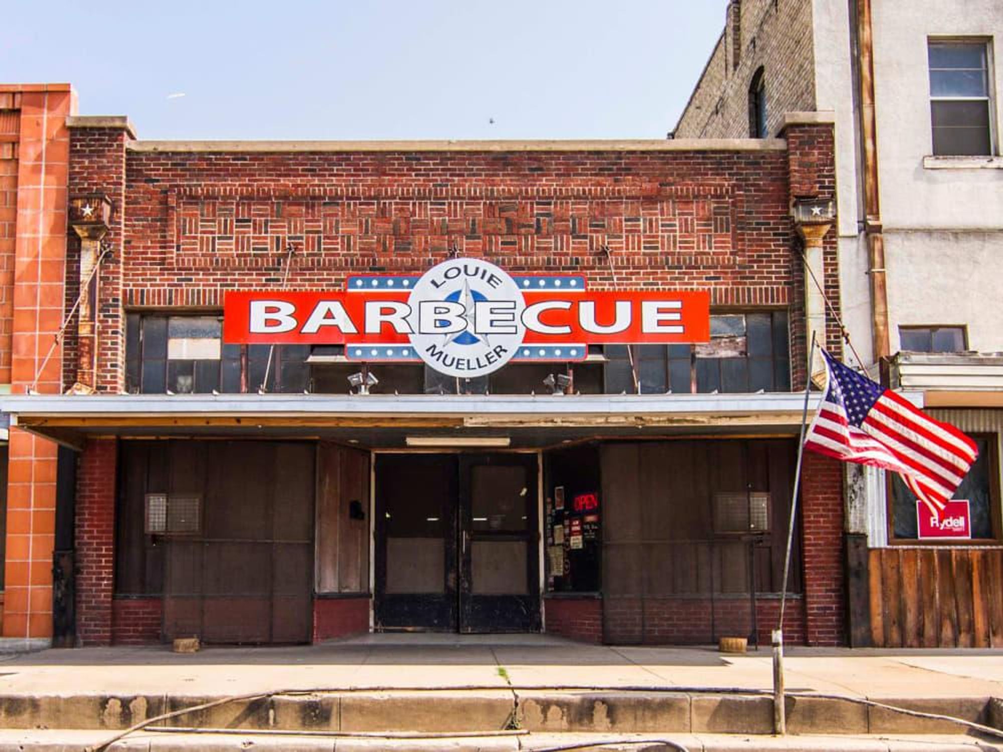 Louie Mueller Barbecue storefront in Taylor