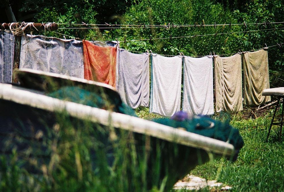 Louisiana scene after BP oil spill clothes drying on clothesline