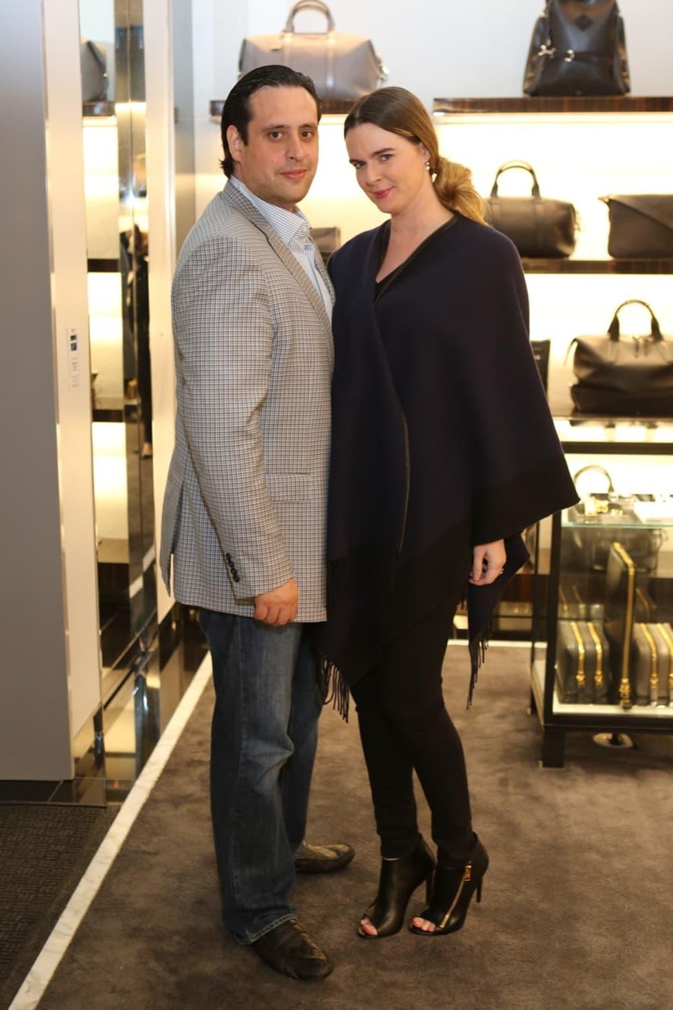 Luis Sanchez Bauer, Eloise Frischkorn Bauer at Blue Cure party at Tom Ford