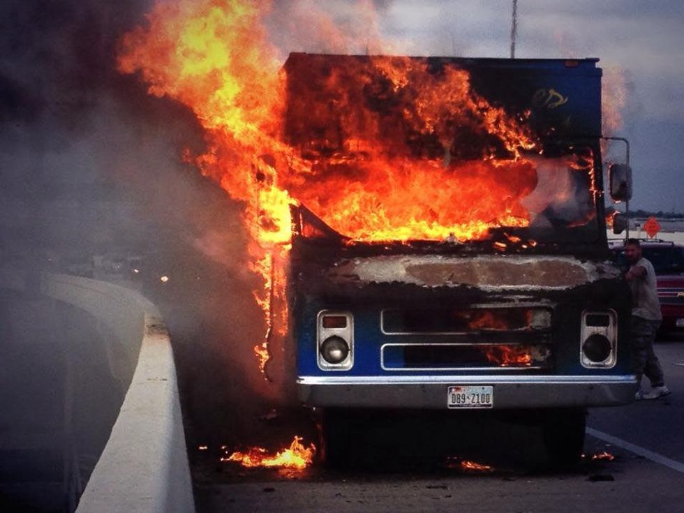 Lulu Blues a creperie food truck Houston on fire September 29, 2013