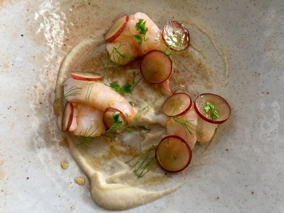 Lunch pop-up sous vide shrimp