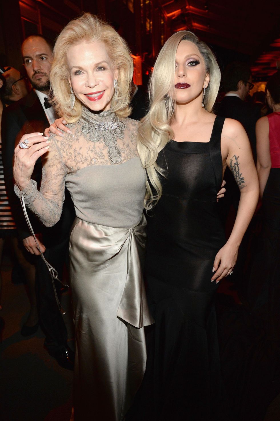 Lynn Wyatt and Lady Gaga at Vanity Fair Oscar party February 2014