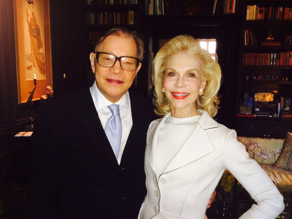 Lynn Wyatt and Michael York at luncheon at Wyatt home