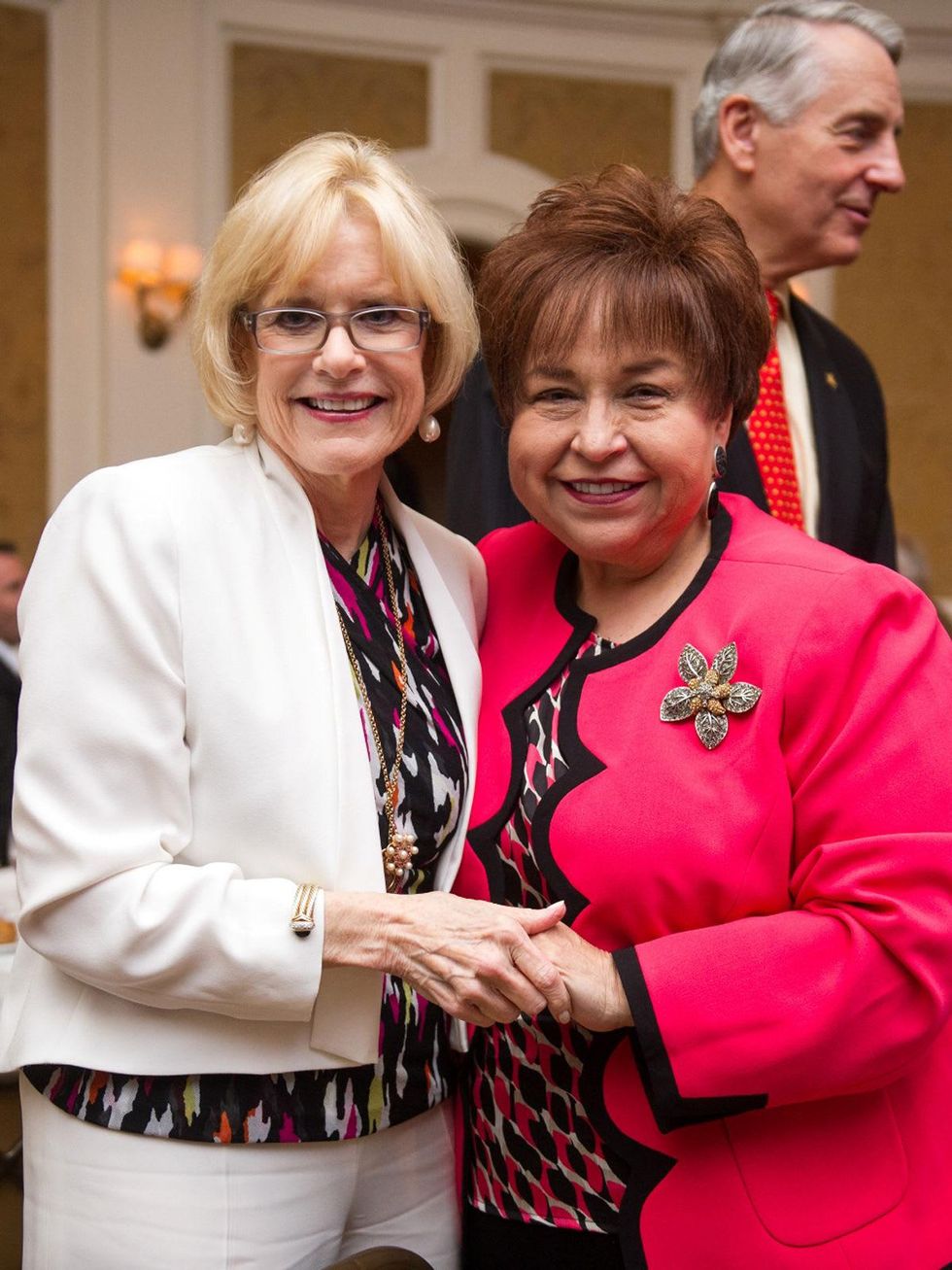 Madelyn Farris, left, and Trini Mendenhall at the Christus Health luncheon March 2014