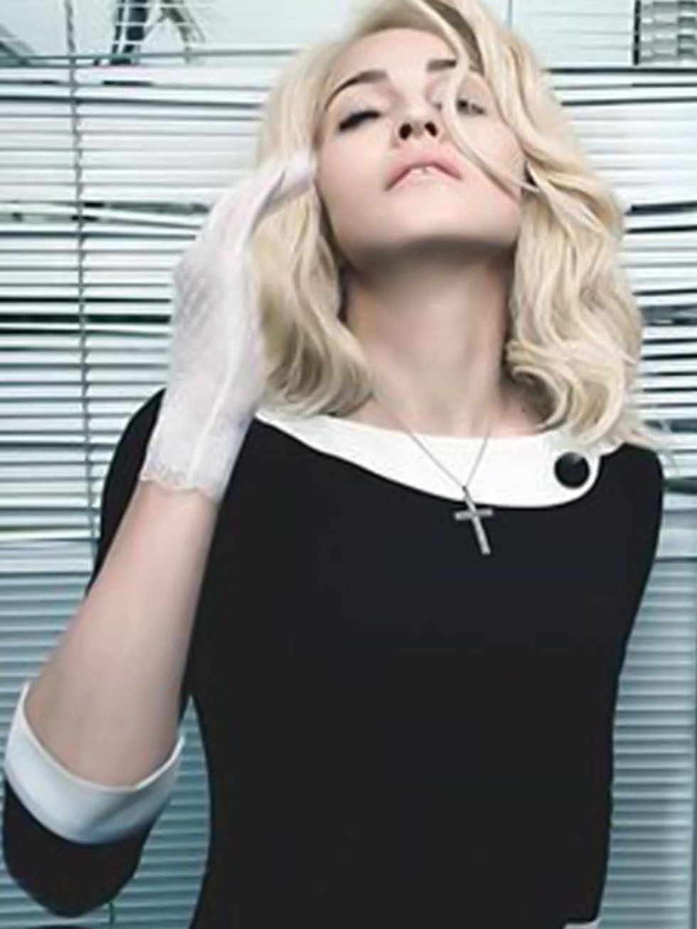 Madonna in headmistress dress