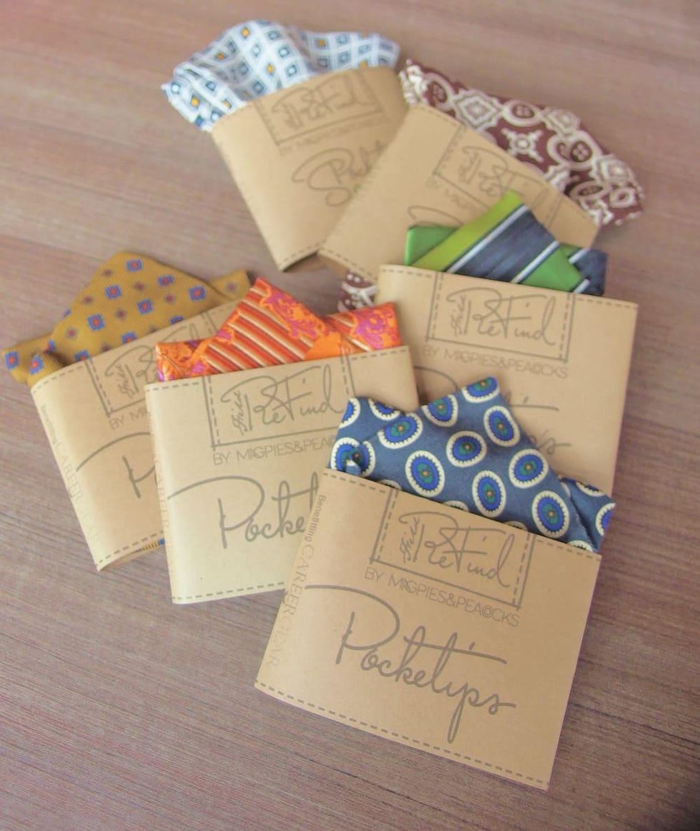 Magpies and Peacocks pocket squares