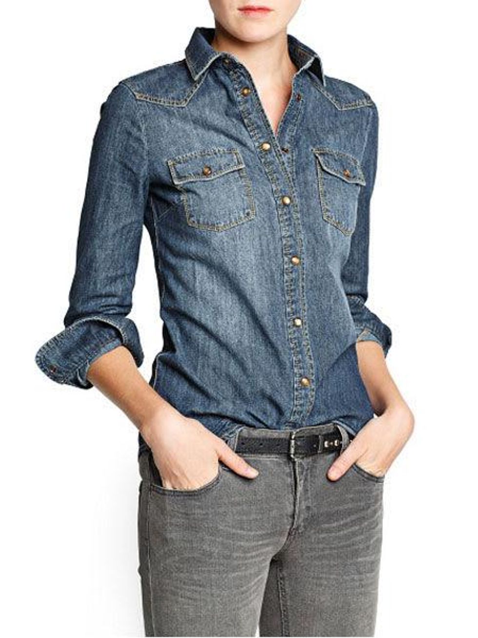 mango DARK WASH DENIM SHIRT