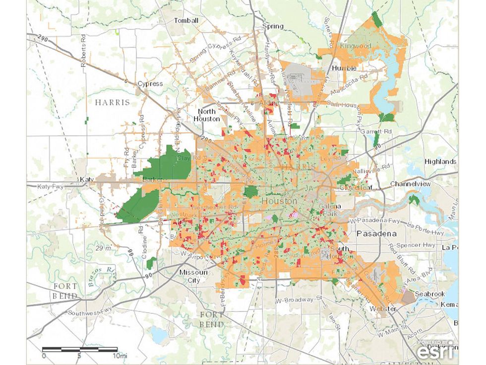 map of Houston parks highlighted parks in Houston