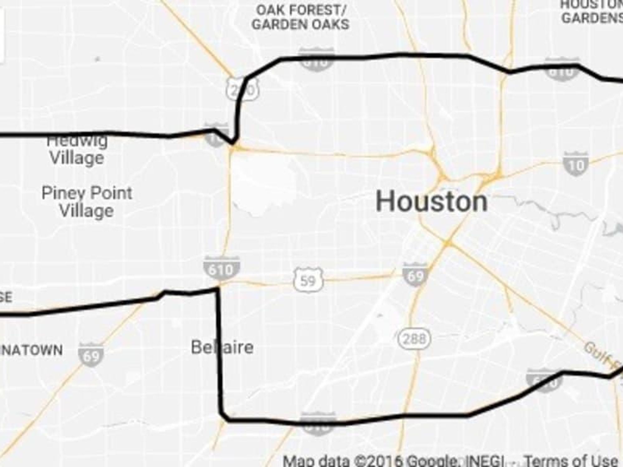 Map of Uber Flat Fares in Houston