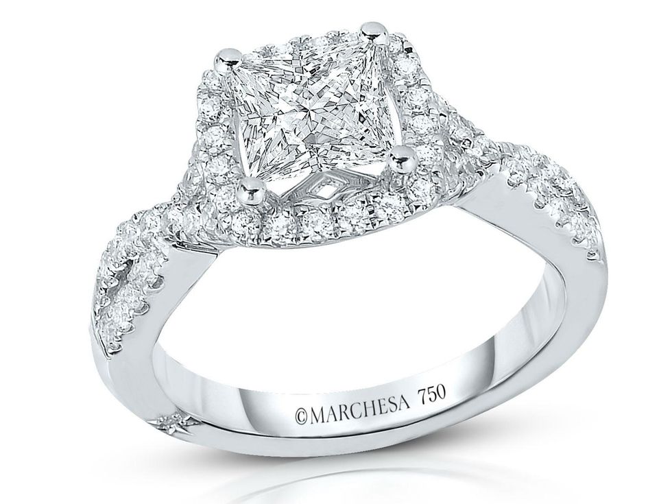 Marchesa Princess Halo twist shank wedding ring