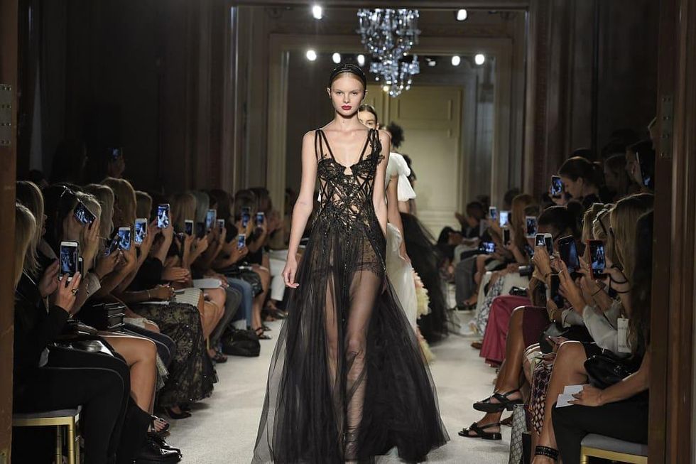 Sheer energy at Marchesa with fairy tale gowns and slippers for a ...