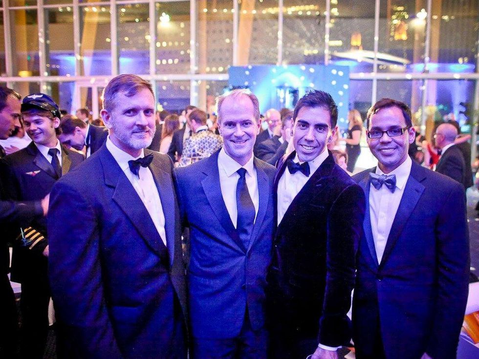 Marcus Sloan, from left, Shannon Hall, Christian Alvarado and Jose Marquez at Bering Omega's Sing for Hope after-party