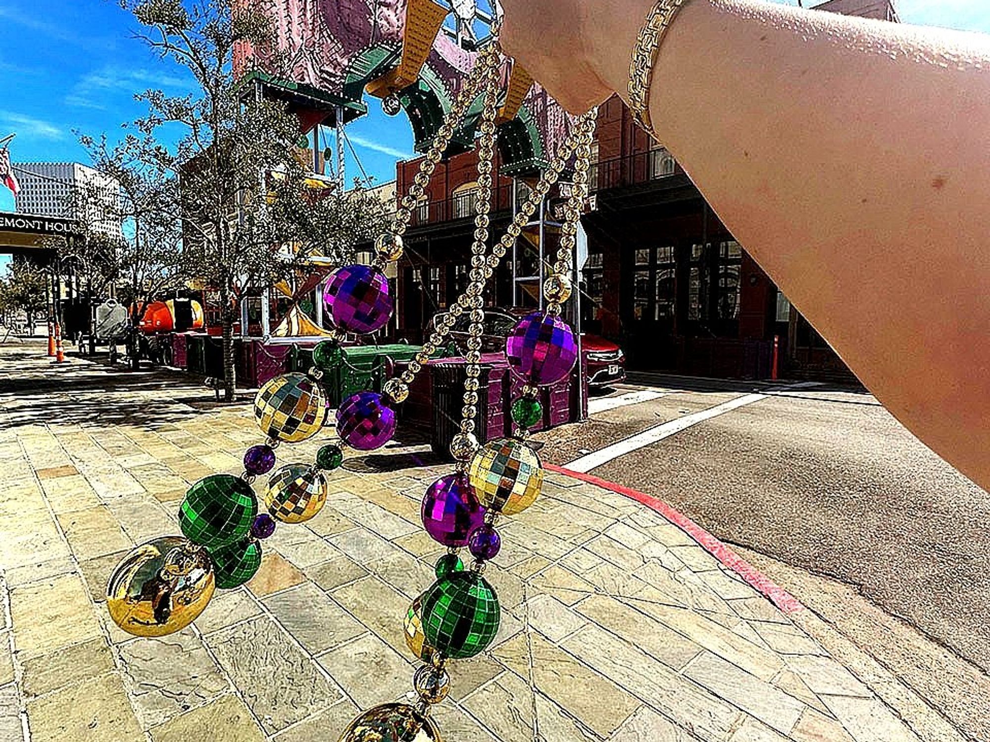 Mardi Gras Galveston golden beads