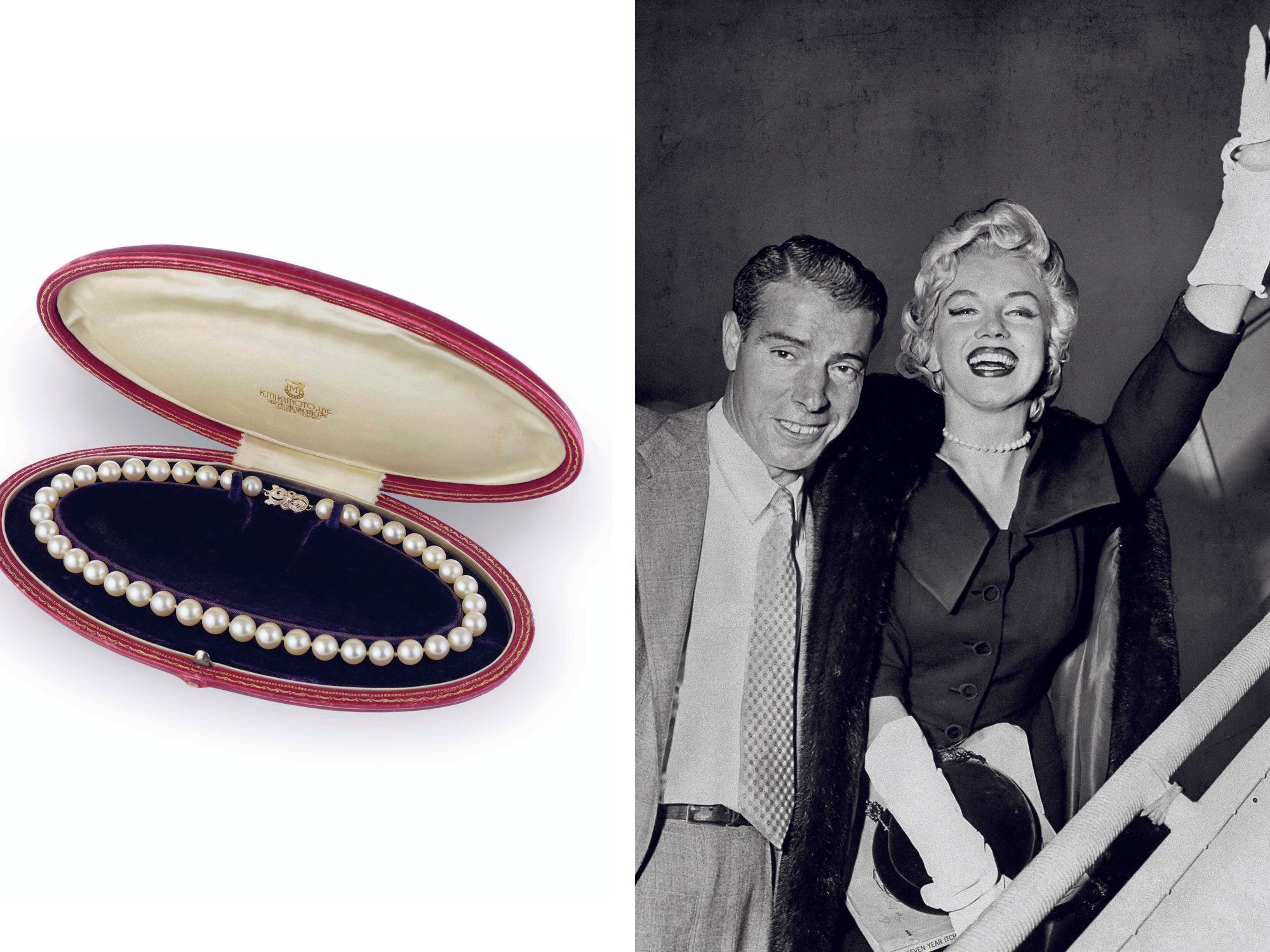 Marilyn Monroe and Joe DiMaggio getting on plane